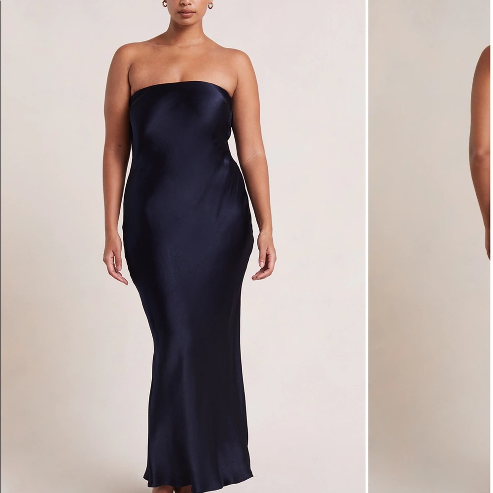 BEC & BRIDGE MOON DANCE STRAPLESS DRESS - NAVY